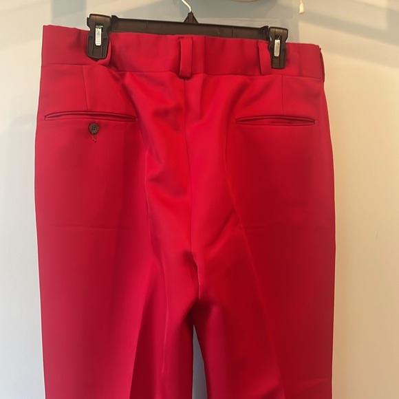 Bright red super vintage ladies pleated dress pants large fit like new/cuffed - Picture 5 of 6